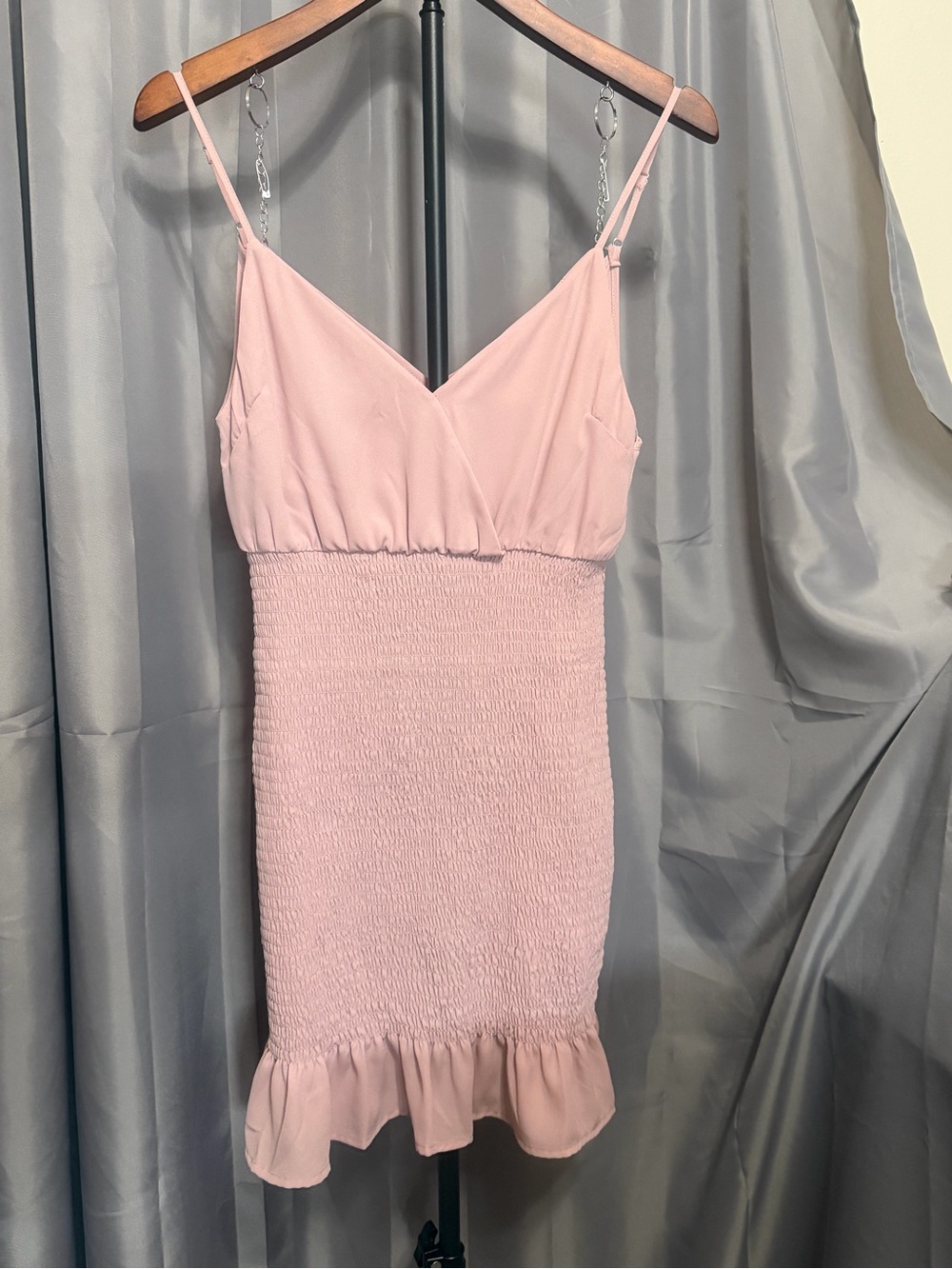 Love Tree Light Blush Pink Smocked Mini Dress